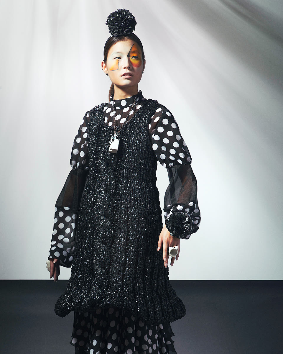 Archive image of polka-dot layered knitwear look